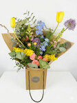Electric Bloom Medium bouquet - vibrant mix of cobalt blue, sunshine yellow and vivid pink - image 1