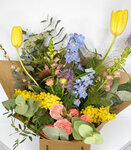 Electric Bloom Medium bouquet - vibrant mix of cobalt blue, sunshine yellow and vivid pink - image 3