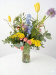 Electric Bloom Medium bouquet - vibrant mix of cobalt blue, sunshine yellow and vivid pink - image 5