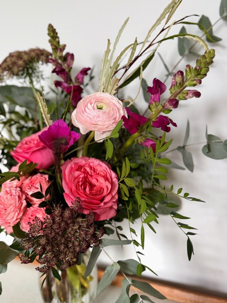 The Sweetheart bouquet - romantic Valentine's bouquet with ruffled pink roses and vibrant anemones - image 1